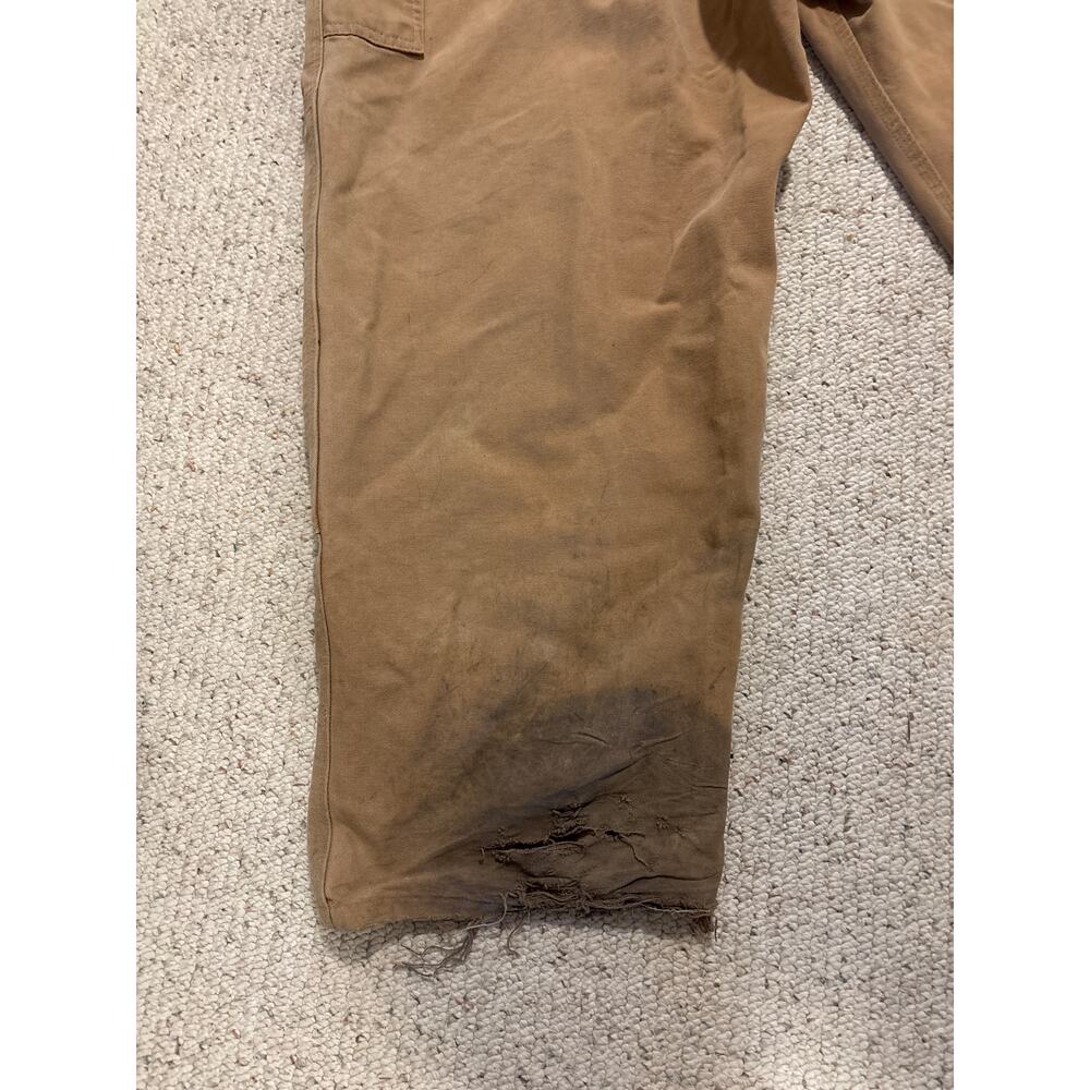 Rugged Carhartt Brown Distressed Double Knee Bib Overalls - Picture 6 of 8